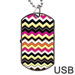 Colorful Chevron Pattern Stripes Pattern Dog Tag Usb Flash (two Sides) by Simbadda