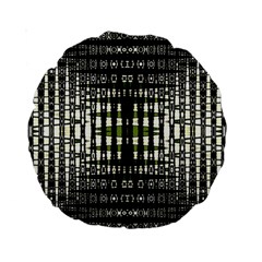 Interwoven Grid Pattern In Green Standard 15  Premium Round Cushions by Simbadda