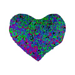 Green Purple Pink Background Standard 16  Premium Heart Shape Cushions by Simbadda