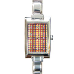 Yellow Blue Red Lines Color Pattern Rectangle Italian Charm Watch by Simbadda