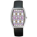 Floral Ornament Baby Girl Design Barrel Style Metal Watch Front