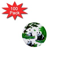 Cute Panda Cartoon 1  Mini Buttons (100 Pack)  by Simbadda