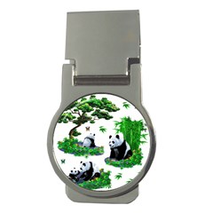 Cute Panda Cartoon Money Clips (round)  by Simbadda