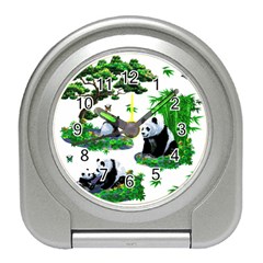 Cute Panda Cartoon Travel Alarm Clocks by Simbadda