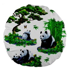 Cute Panda Cartoon Large 18  Premium Round Cushions by Simbadda