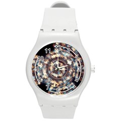 Science Fiction Background Fantasy Round Plastic Sport Watch (m) by Simbadda