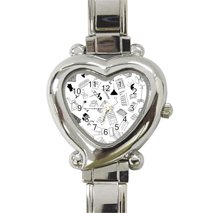 Furniture Black Decor Pattern Heart Italian Charm Watch