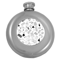 Furniture Black Decor Pattern Round Hip Flask (5 Oz) by Simbadda