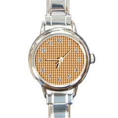 Pattern Gingerbread Brown Round Italian Charm Watch by Simbadda