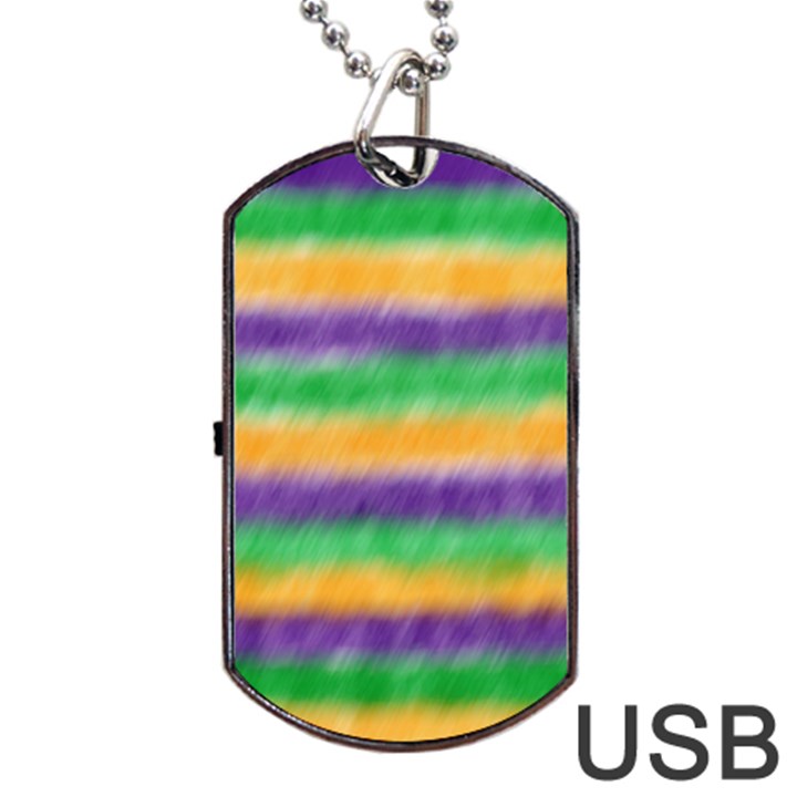 Mardi Gras Strip Tie Die Dog Tag USB Flash (One Side)