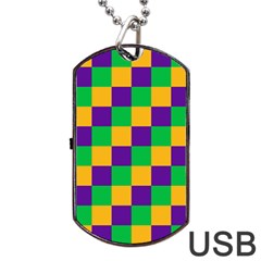 Mardi Gras Checkers Dog Tag Usb Flash (one Side) by PhotoNOLA