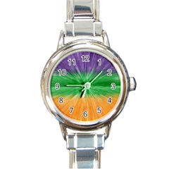 Mardi Gras Tie Die Round Italian Charm Watch by PhotoNOLA