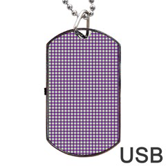 Mardi Gras Purple Plaid Dog Tag Usb Flash (two Sides) by PhotoNOLA