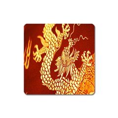 Fabric Pattern Dragon Embroidery Texture Square Magnet by Simbadda