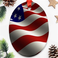 Flag United States Stars Stripes Symbol Oval Ornament (two Sides) by Simbadda