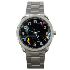 Glare Light Luster Circles Shapes Sport Metal Watch by Simbadda