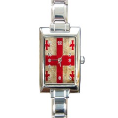 Georgia Flag Mud Texture Pattern Symbol Surface Rectangle Italian Charm Watch by Simbadda