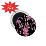 Neon Flowers Black Background 1.75  Magnets (10 pack)  Front