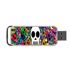 Skull Background Bright Multi Colored Portable Usb Flash (two Sides) by Simbadda