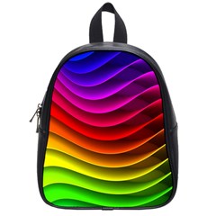 Spectrum Rainbow Background Surface Stripes Texture Waves School Bags (small)  by Simbadda