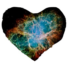 Crab Nebula Large 19  Premium Flano Heart Shape Cushions by SpaceShop