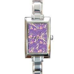 Floral Pattern Rectangle Italian Charm Watch by Valentinaart