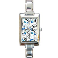 Floral Pattern Rectangle Italian Charm Watch by Valentinaart