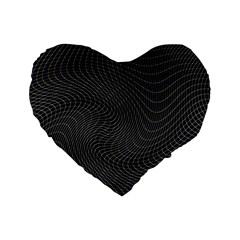 Distorted Net Pattern Standard 16  Premium Heart Shape Cushions by Simbadda