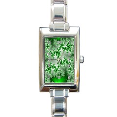 Green Fractal Background Rectangle Italian Charm Watch by Simbadda