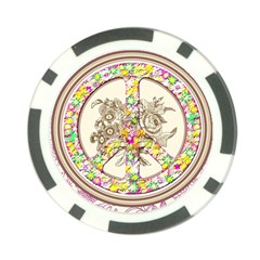 Peace Logo Floral Pattern Poker Chip Card Guard by Simbadda