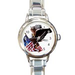 Independence Day United States Round Italian Charm Watch Front