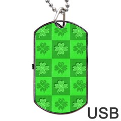 Fabric Shamrocks Clovers Dog Tag Usb Flash (one Side) by Simbadda