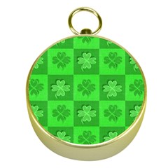 Fabric Shamrocks Clovers Gold Compasses by Simbadda