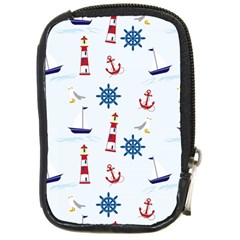 Seaside Nautical Themed Pattern Seamless Wallpaper Background Compact Camera Cases by Simbadda