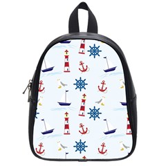 Seaside Nautical Themed Pattern Seamless Wallpaper Background School Bags (small)  by Simbadda