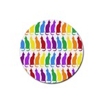 Rainbow Colorful Cats Wallpaper Pattern Rubber Round Coaster (4 pack)  Front