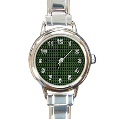 Clovers On Black Round Italian Charm Watch by PhotoNOLA