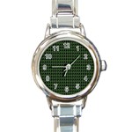 Clovers On Black Round Italian Charm Watch Front