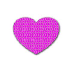 Clovers On Pink Rubber Coaster (heart)  by PhotoNOLA