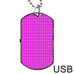 Clovers On Pink Dog Tag Usb Flash (one Side) by PhotoNOLA