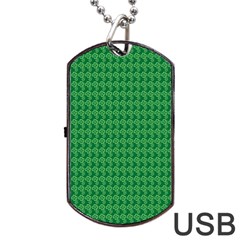 Clovers On Dark Green Dog Tag Usb Flash (two Sides) by PhotoNOLA