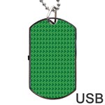 Clovers On Dark Green Dog Tag USB Flash (Two Sides) Front