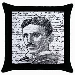 Nikola Tesla Throw Pillow Case (black) by Valentinaart