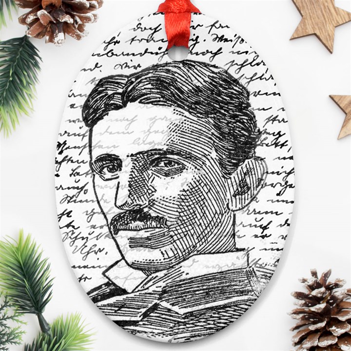 Nikola Tesla Oval Ornament (Two Sides)