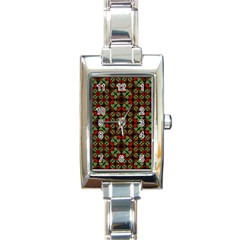 Asian Ornate Patchwork Pattern Rectangle Italian Charm Watch by dflcprints