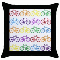 Rainbow Colors Bright Colorful Bicycles Wallpaper Background Throw Pillow Case (black) by Simbadda