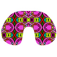 Love Hearths Colourful Abstract Background Design Travel Neck Pillows by Simbadda