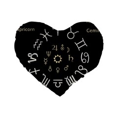 Astrology Chart With Signs And Symbols From The Zodiac Gold Colors Standard 16  Premium Heart Shape Cushions by Amaryn4rt