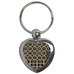 Black And Gold Buttons And Bars Depicting The Signs Of The Astrology Symbols Key Chains (heart)  by Amaryn4rt