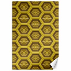 Golden 3d Hexagon Background Canvas 20  X 30   by Amaryn4rt